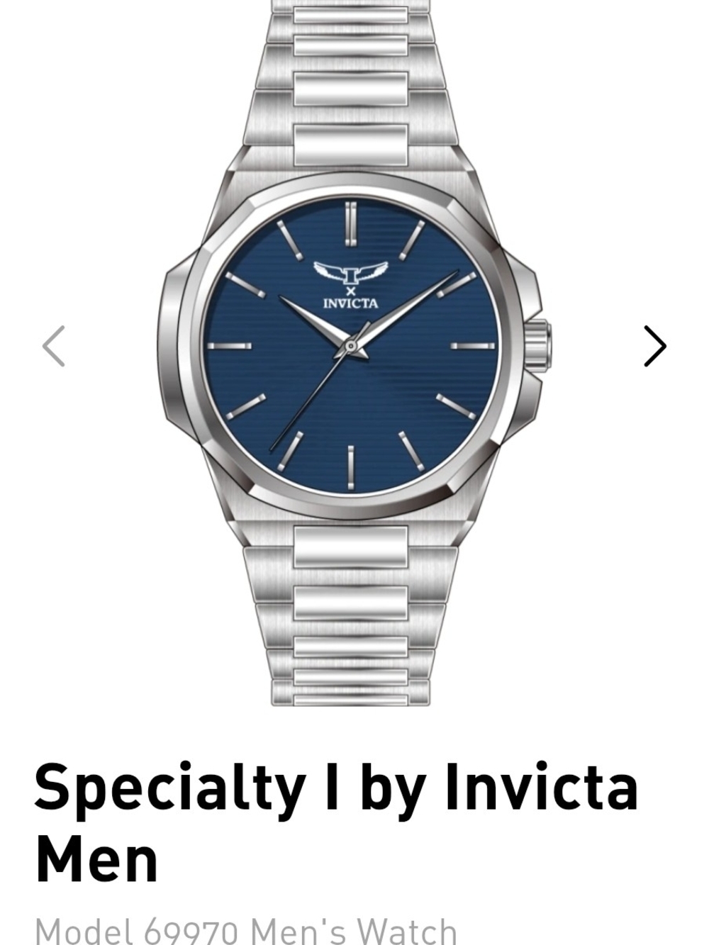 Invicta Men's Silver Bracelet Watch with Blue Dial 44mm